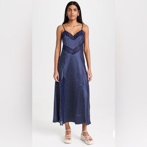 NWT Hill House Home The Ida Dress Navy Polka Dot L